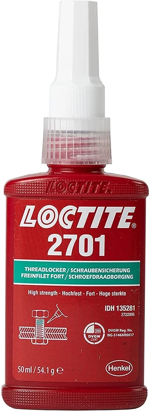 LOCTITE 2701 Threadlock, Low Viscosity Adhesive for Securing Screws, High Strength Threadlocker for Metal Threads, Vibration Resistant Liquid Adhesive, 50ml