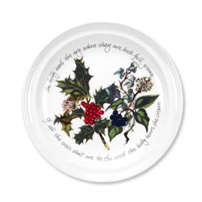Portmeirion x The Holly and Ivy Set of 6 Dinner Plates - Durable Made in England Earthenware, Dishwasher and Microwave Safe for Festive Dining, 27cm