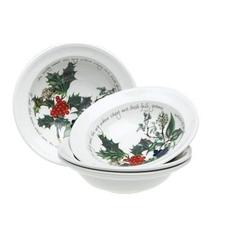 Portmeirion Home & Gifts The Holly & Ivy Oatmeal, Ceramic, Multi-Colour, Set of 6