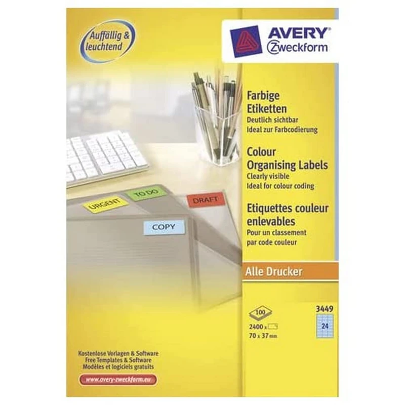 Avery Zweckform Universal Labels 70 x 37 mm for All A4 Printing Blue