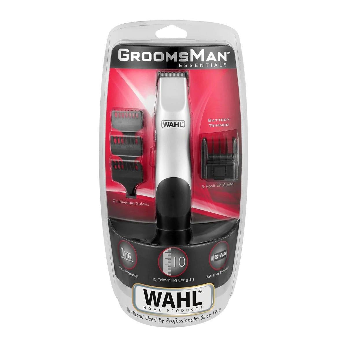 Wahl Groomsman Battery Hair Trimmer, Beard Trimmer for Men, Men’s Hair Trimmer, Stubble Trimmer, Male Grooming Set, Battery Powered, Stubble Trimmers, Beard Care Kit
