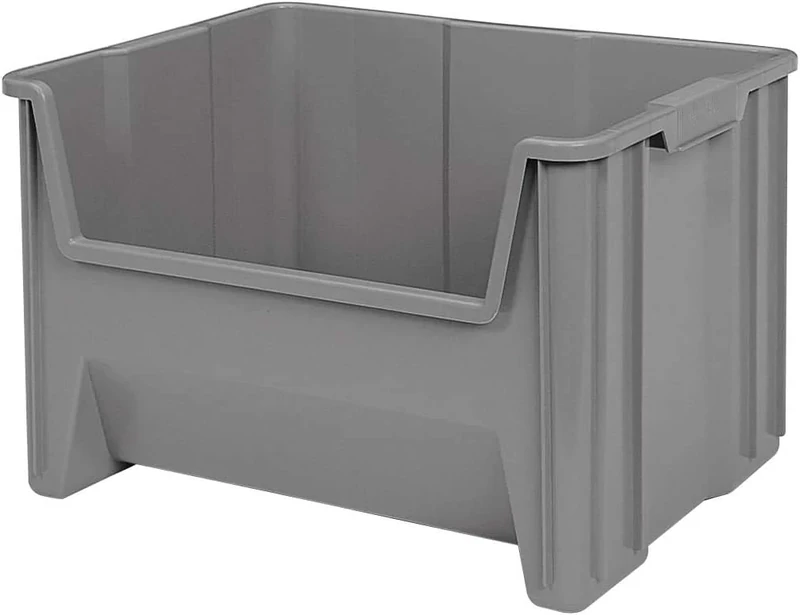 Akro-Mils 13017 Stak-N-Store Heavy Duty Stackable Open Front Plastic Storage Container Bin, (15-Inch x 20-Inch x 12-1/2-Inch), Gray, (3-Pack)