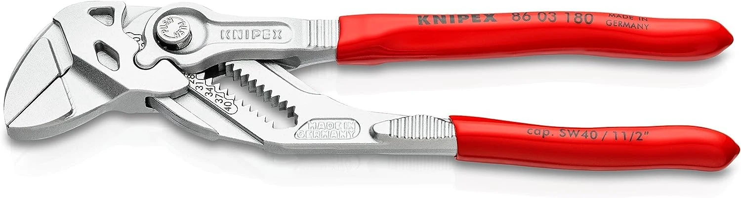 Knipex Pliers Wrench pliers and a wrench in a single tool chrome-plated, plastic coated 180 mm (self-service card/blister) 86 03 180 SB