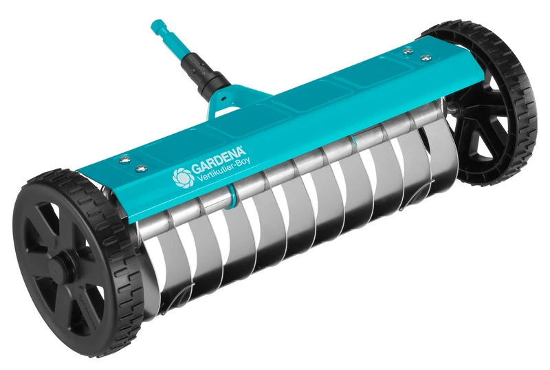 Gardena combisystem Vertical Cutter: The hand-powered lawn scarifier for getting rid of moss, weeds, and thatch, 32 cm working width, with robust wheels and supporting axle for easier work (3395-88)