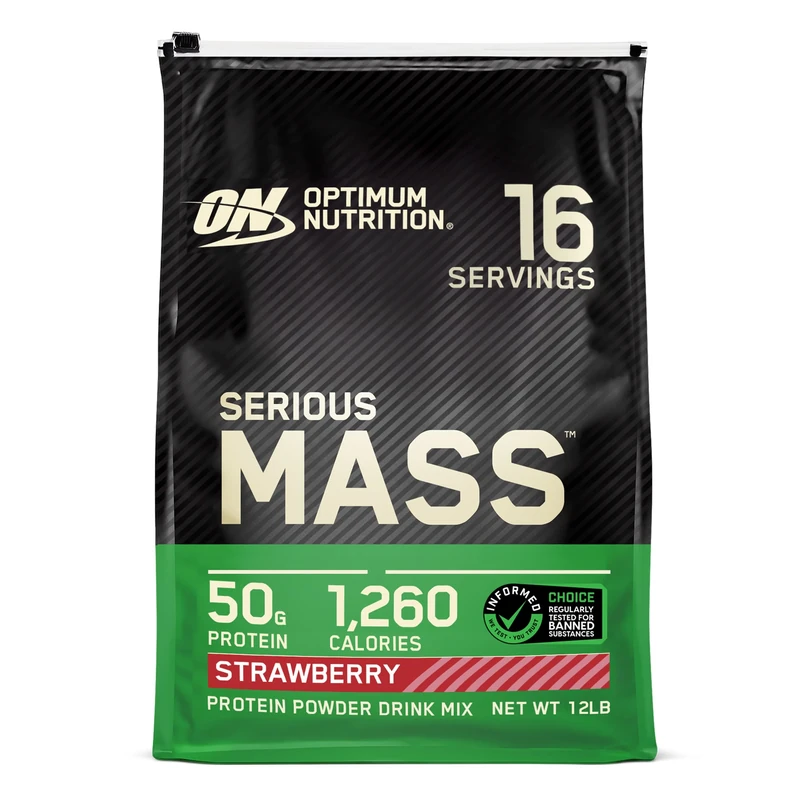 Optimum Nutrition Serious Mass Protein Powder,Strawberry, 5.45kg, 16 Servings