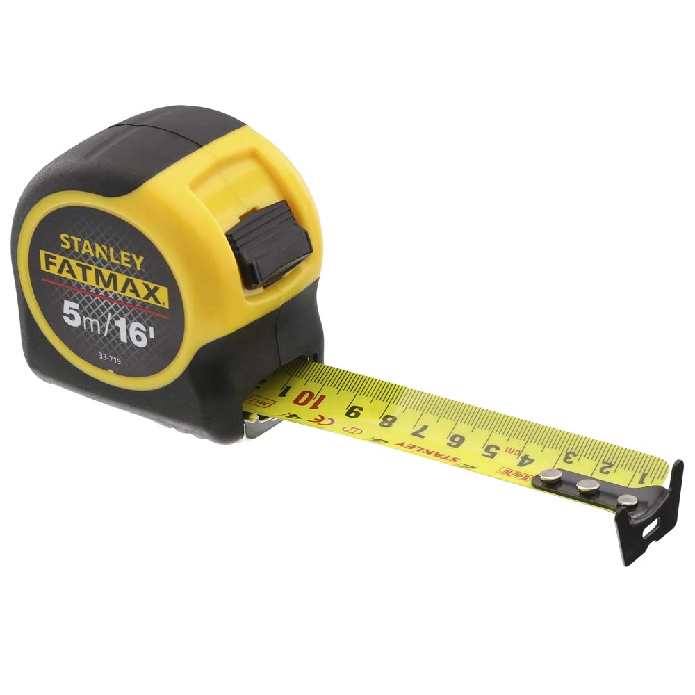 STANLEY FATMAX 5m/16' Tape Measure, Blade Armour Coating, 3.3m Tape Standout, Magnetic Hook End,0-33-719