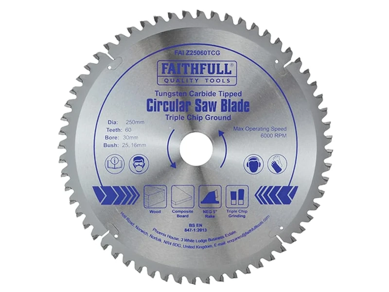 Faithfull TCT Circ Saw Blade 250 X 30 X 60T TCG