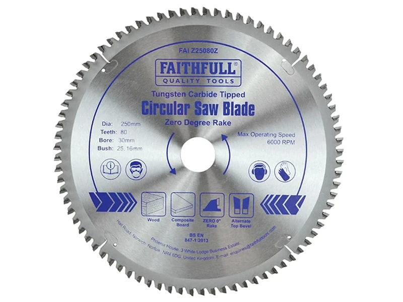 Faithfull Tct Circ Saw Blade 250 X 30 X 80T Z/Deg
