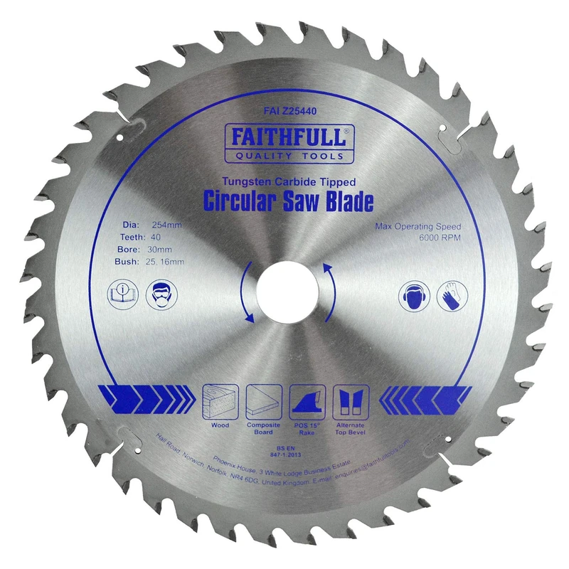 Faithfull FAIZ25440 TCT Circular Saw Blade 254 mm x 30 mm Bore x 40 Teeth - Image 1