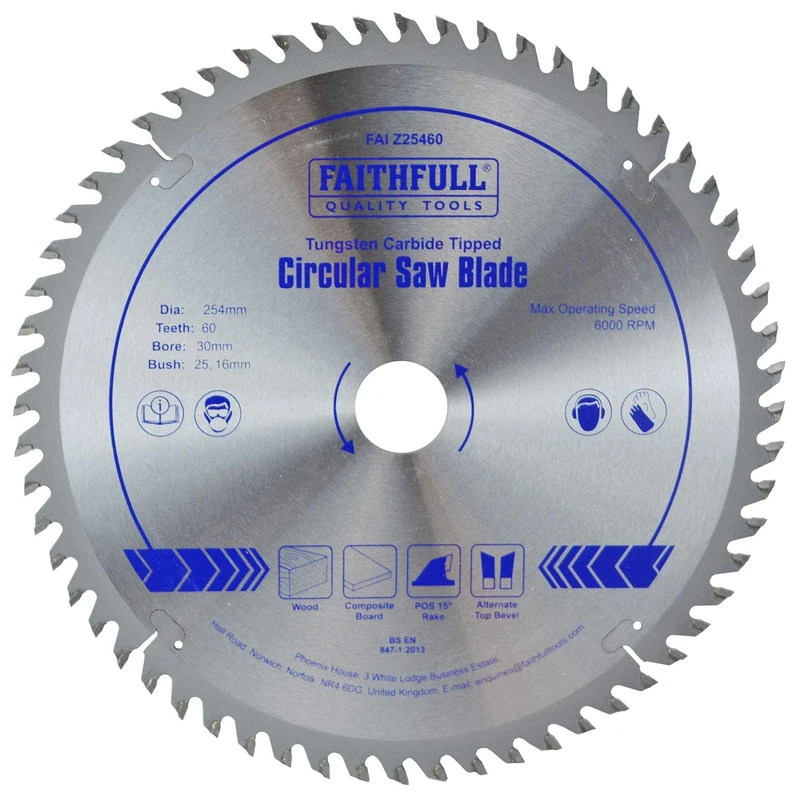 Faithfull FAIZ25460 TCT Circular Saw Blade 254 mm x 30 mm Bore x 60 Teeth