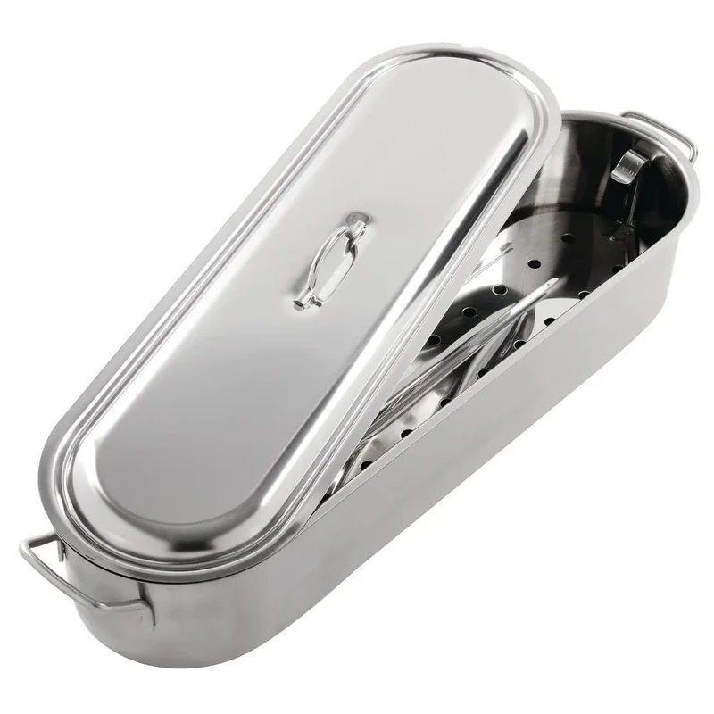 KitchenCraft Induction-Safe Stainless Steel Fish Kettle, 45.5 x 15.5 x 1 cm (18" x 6" x 4")