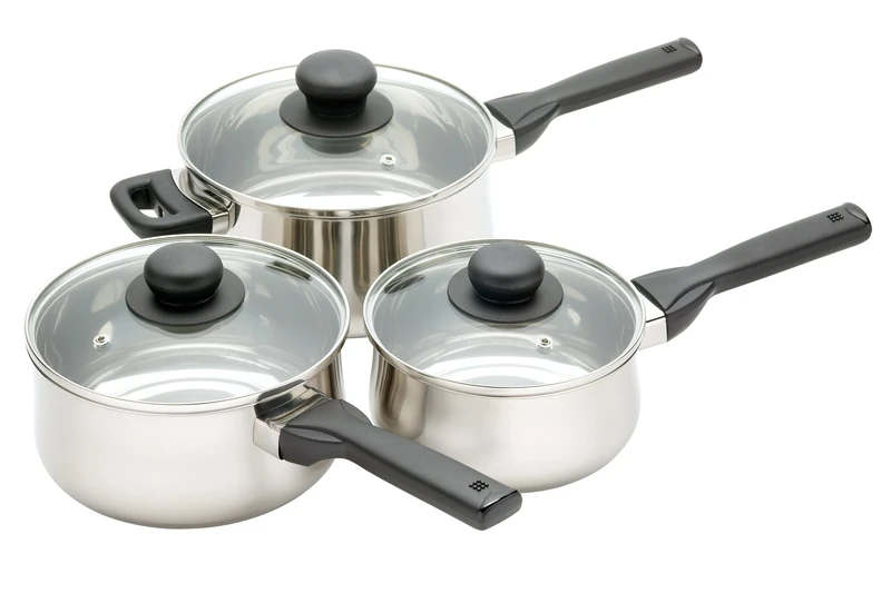 KitchenCraft Jury Stainless Steel Induction-Safe Saucepans, Set of 3