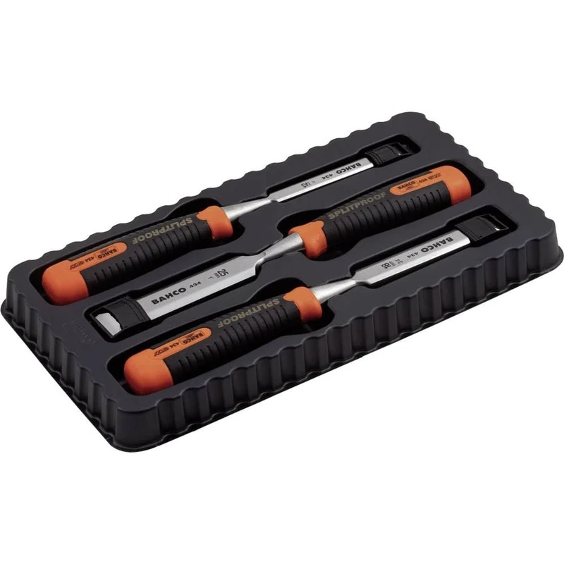 Bahco 434-S3-Eur B/E Chisel set (3), Silver/Black/Orange