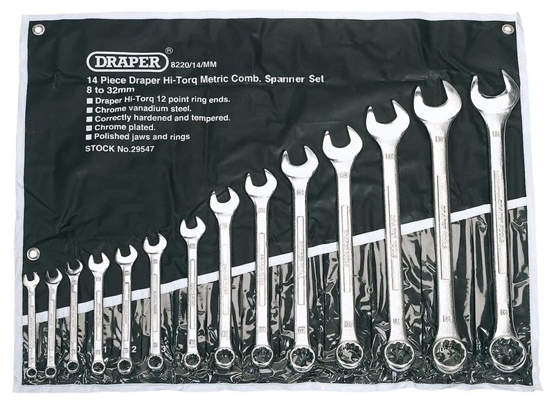 Draper 29547 14Pc Draper hi-torq metric comb wrench set