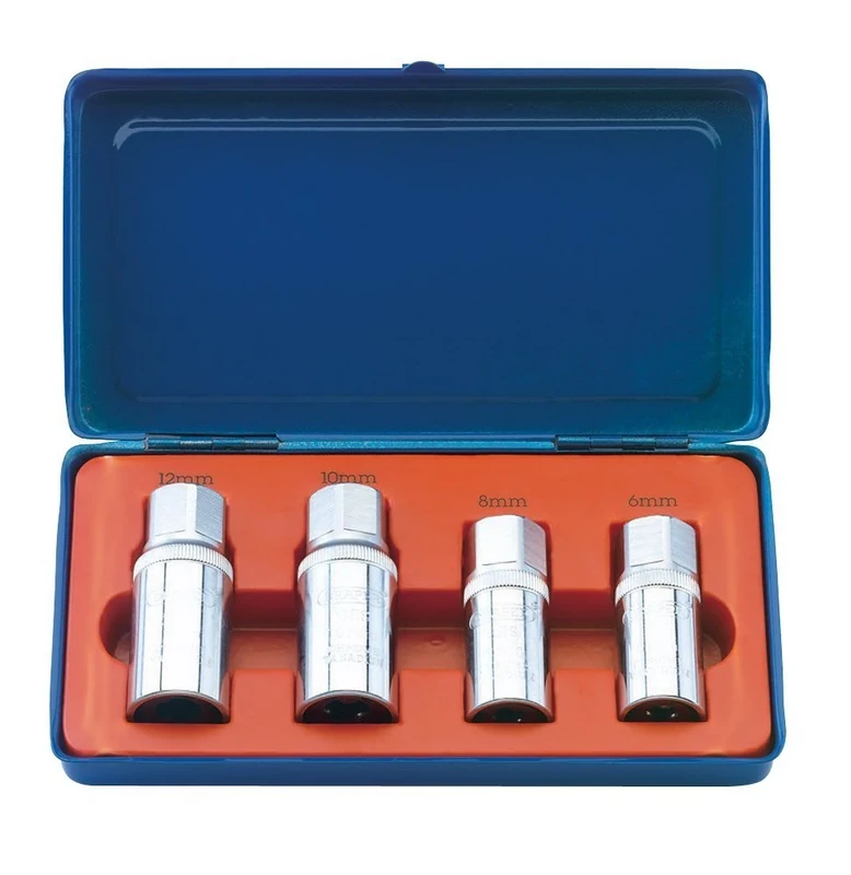 Draper 55641 Stud Extractor Set, 1/2" Square Drive, 4 Pieces , Blue