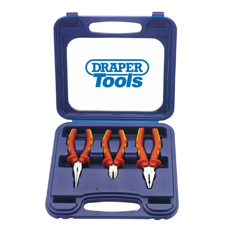 Draper Expert 69288 3-Piece VDE Insulated Pliers Set , Blue