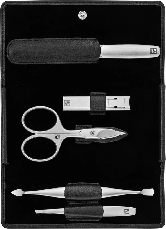 Henckels Twinox Manicure Set Nappa Z Comp. 5 Pieces- Combs- Nail Cleaner- Tweezers- File- Di