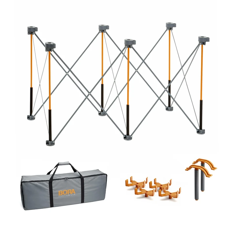 Bora Centipede 2x4 Feet Work Stand and Portable Table | Sawhorse Support with Folding, Collapsible Steel Legs, CK6S, Orange/Black