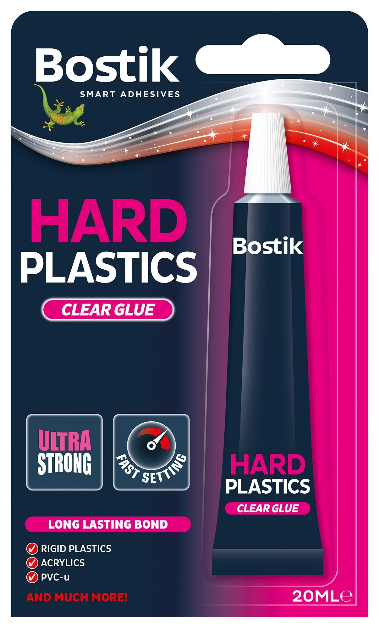Bostik Hard Plastics Clear Glue 20ml Tube - Ultra Strong - Quick Drying Glue - Formulated For Hard Plastics Such As ABS and PVC-U