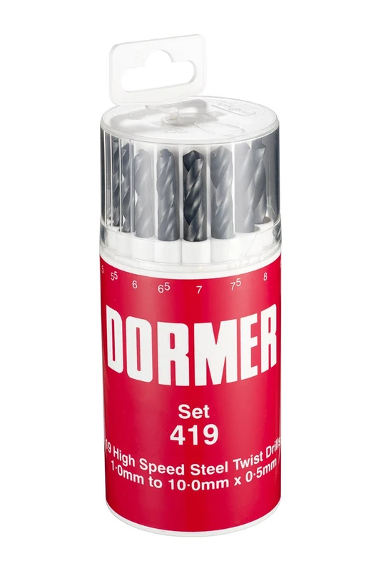 Dormer A191419 HSS High Speed Steel Jobber Drill Bits with 118 Degree Standard Point, Set of 19