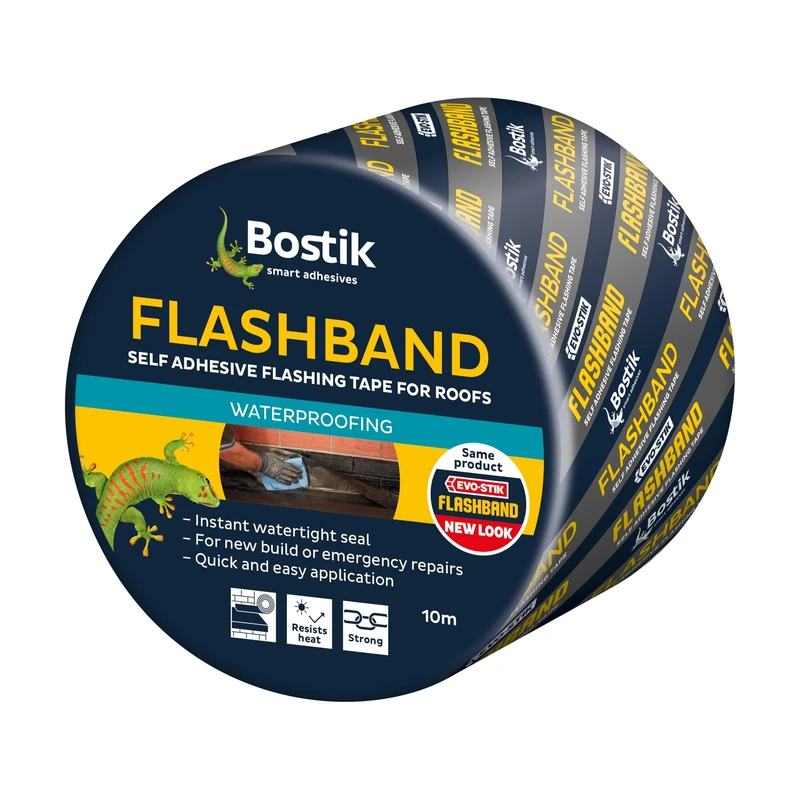 Bostik Flashband Self Adhesive Flashing Tape for Roofs Grey - 600mm x 10m - Provides an Instant Watertight Seal