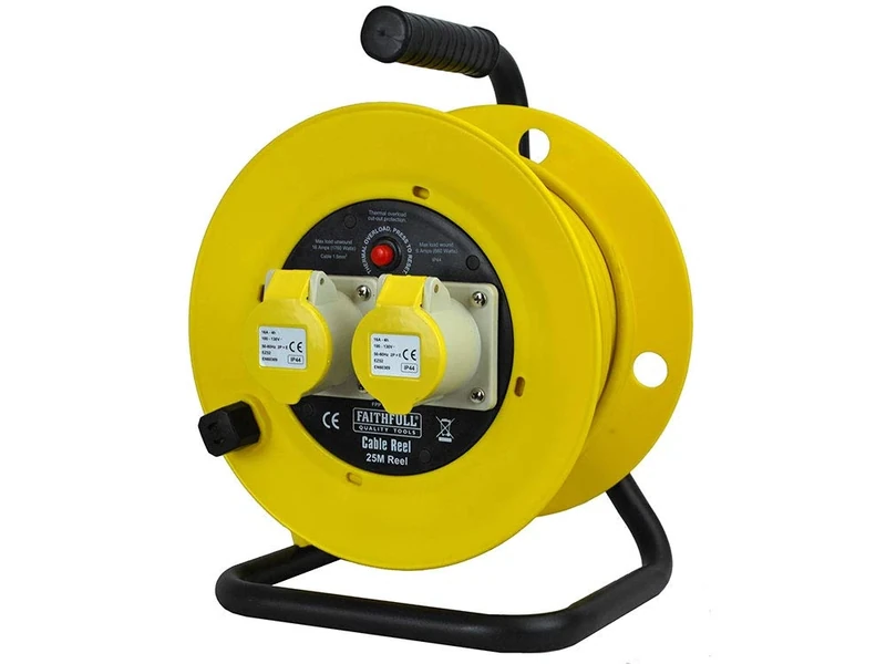 Faithfull FPPCR25ML Cable Reel 25 Metre 16 Amp (110 Volt), Multi