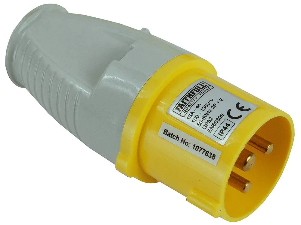 Faithfull FPPPLUG110 Yellow Plug 110V 16A Replacement for 110v Trailing Leads