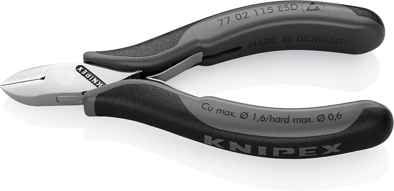 KNIPEX Electronics Diagonal Cutters ESD with Box Joint with Multi-Component Handles 115 mm, 77 02 115 ESD