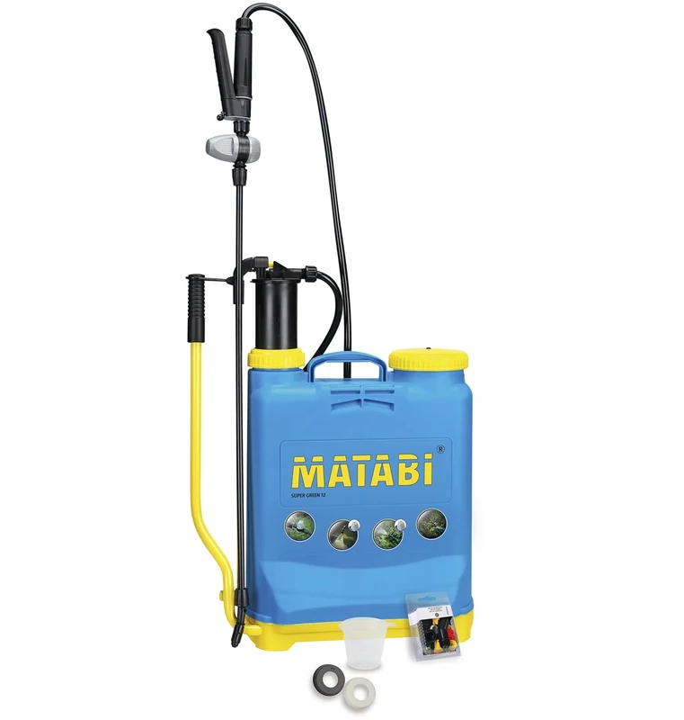 Matabi - Manual Backpack Sprayer - 12L - Fibreglass Lance - 3 Positions Pressure Regulator - Padded Straps - Garden, Orchard and Agriculture - Super Green 12 - Made in Europe