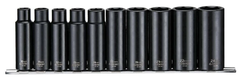 Teng 9126 10 Piece Metric Deep Impact Socket Set 1/2in Square Drive