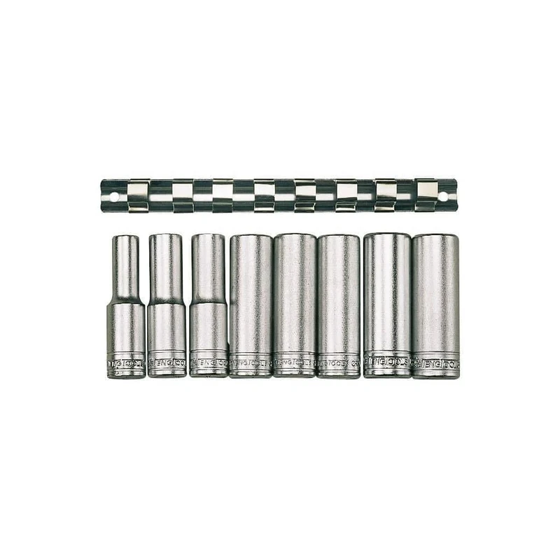 Teng M1207 9 Piece Clip Rail Socket Set M Etric-1/2in Square Drive