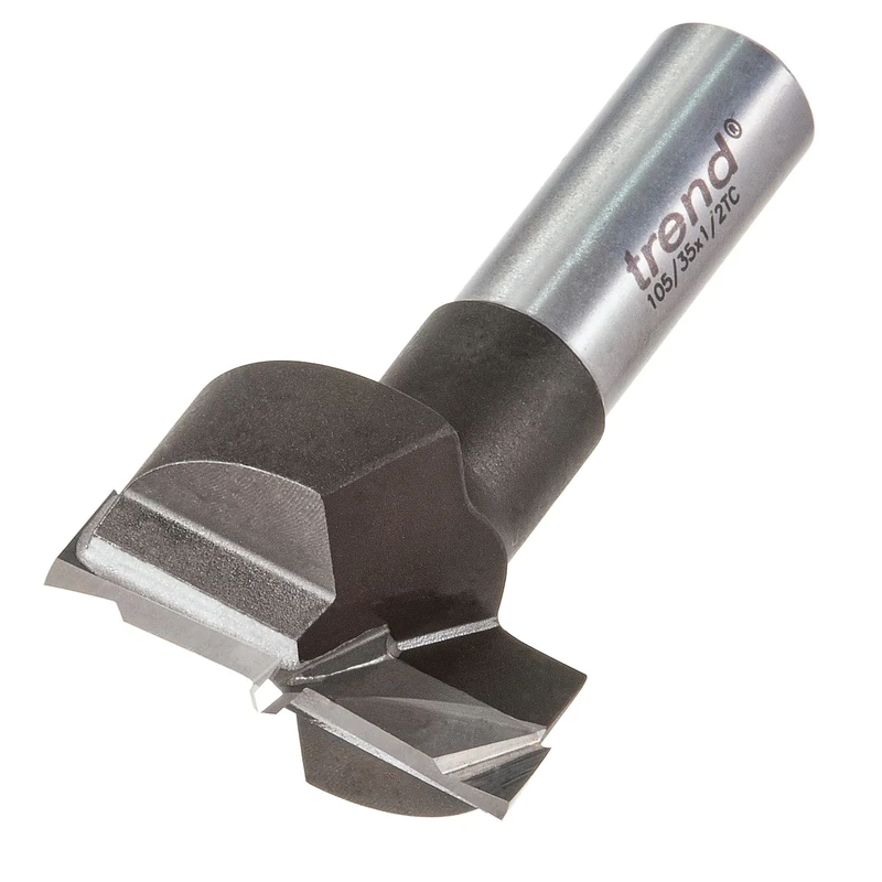 Trend TCT 35mm Circular Hinge Recessing Router Machine Bit, 1/2 Inch Shank, Tungsten Carbide Tipped, 105/35X1/2TC