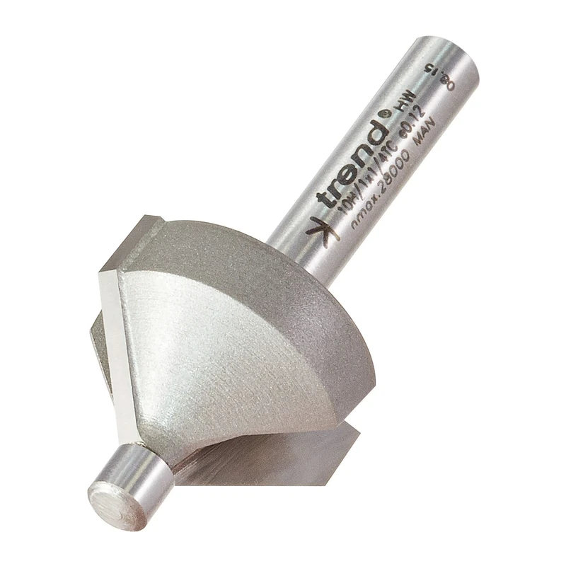 Trend Professional Pin Guided Chamfer Bevel Cutter, 10mm Cut Diameter & 14mm Cut Length, 1/4 Inch Shank, 5.5mm Guide Pin, 10H/1X1/4TC