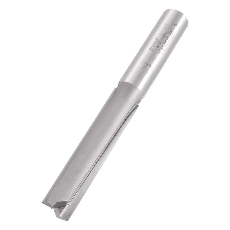 Trend Professional Two Flute Router Cutter, 1/2 Inch Shank, 12.7mm Cut Diameter, 63mm Cut Length, Tungsten Carbide Tipped, 3/85X1/2TC