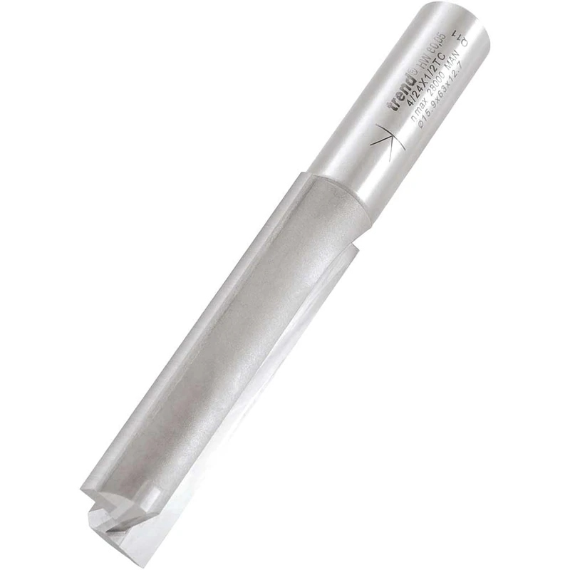 Trend Professional Two Flute Router Cutter Bit, 1/2 Inch Shank, 15.9mm Cut Diameter & 63mm Cut Length, Tungsten Carbide Tipped, 4/24X1/2TC