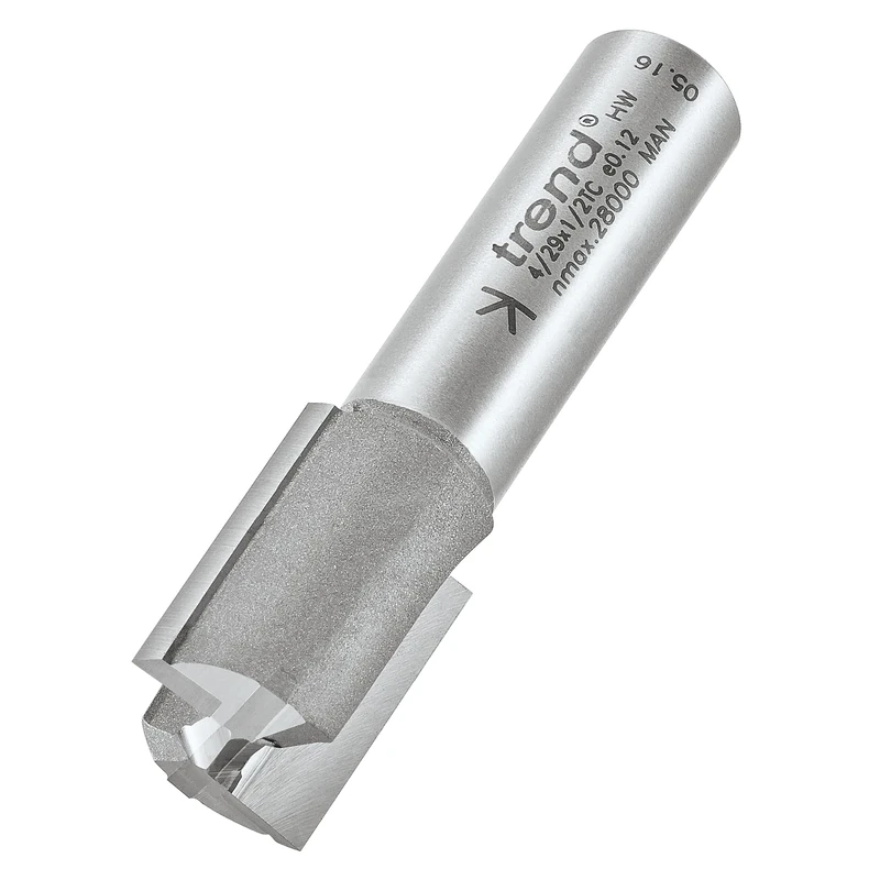 Trend Professional Straight Two Flute Router Cutter, 1/2 Inch Shank, 18mm Cut Diameter & 25mm Cut Length, Tungsten Carbide Tipped, 4/29X1/2TC