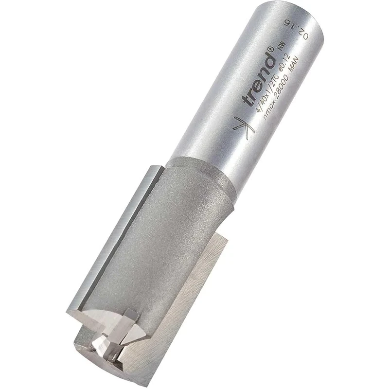 Trend Professional Straight Two Flute Router Cutter Bit, 1/2 Inch Shank, 18.2mm Cut Diameter, 32mm Cut Length, TCT Plunge Centre Tip, 4/40X1/2TC