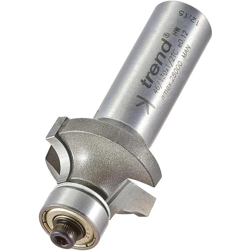 Trend Professional Bearing Guided Ovolo Router Cutter, 6.3mm Radius, 1/2 Inch Shank, 25.4mm Cut Diameter & 13mm Cut Length, Two Bearings, Tungsten Carbide Tipped, 46/130X1/2TC