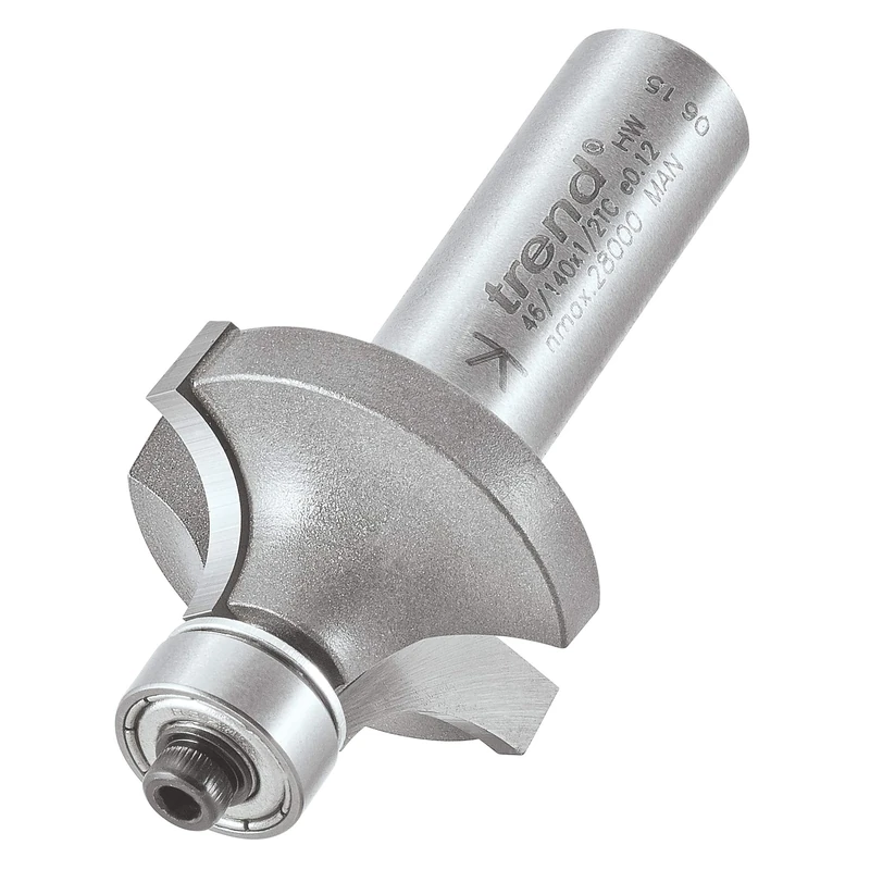 Trend Professional Bearing Guided Ovolo Router Cutter, 9.5mm Radius, 1/2 Inch Shank, 32mm Cut Diameter, 16mm Cut Length, Tungsten Carbide Tipped, 46/140X1/2TC