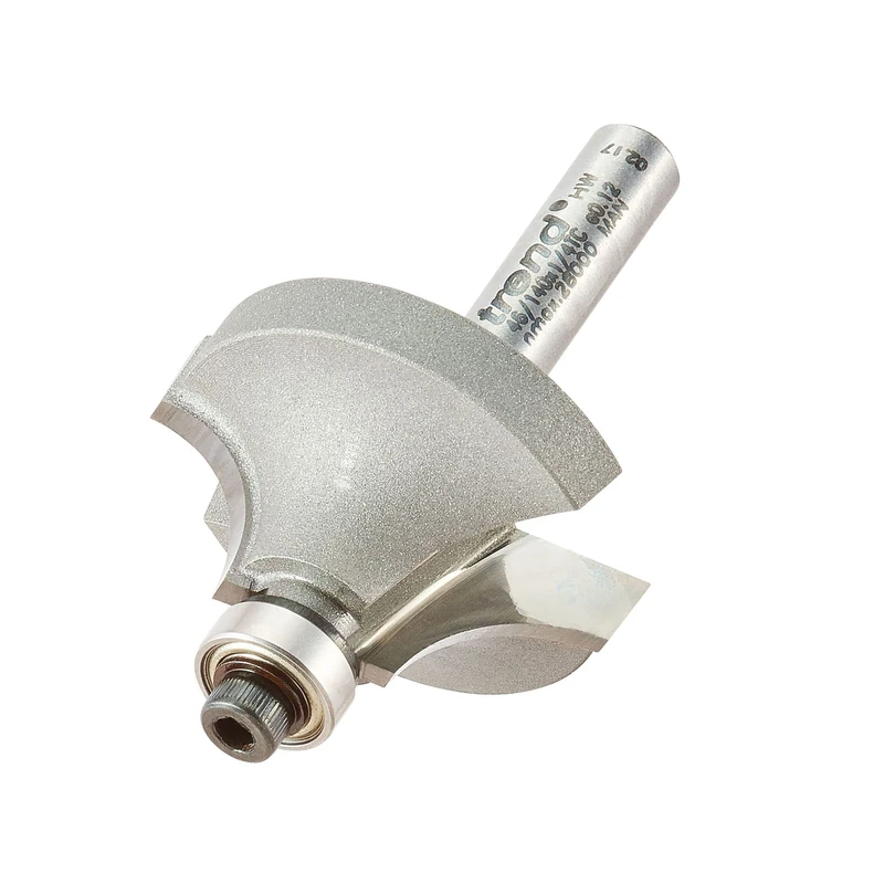Trend Professional Bearing Guided Ovolo Router Cutter, 9.5mm Radius, 1/4 Inch Shank, 32mm Cut Diameter & 16mm Cut Length, Two Bearings, Tungsten Carbide Tipped, 46/140X1/4TC