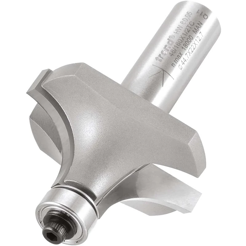 Trend Professional Bearing Guided Ovolo Router Cutter, 16mm Radius, 1/2 Inch Shank, 44.5mm Cut Diameter & 22mm Cut Length, Two Bearings, Tungsten Carbide Tipped, 46/160X1/2TC