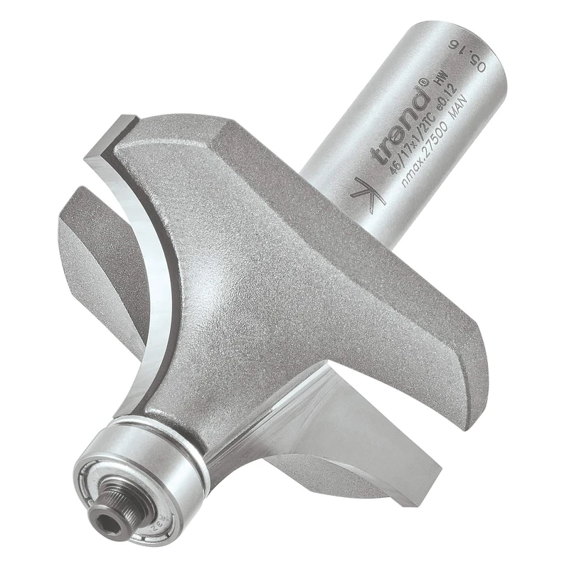 Trend Professional Bearing Guided Ovolo Router Cutter, 19mm Radius, 1/2 Inch Shank, 51mm Cut Diameter & 25mm Cut Length, Two Bearings, Tungsten Carbide Tipped, 46/17X1/2TC