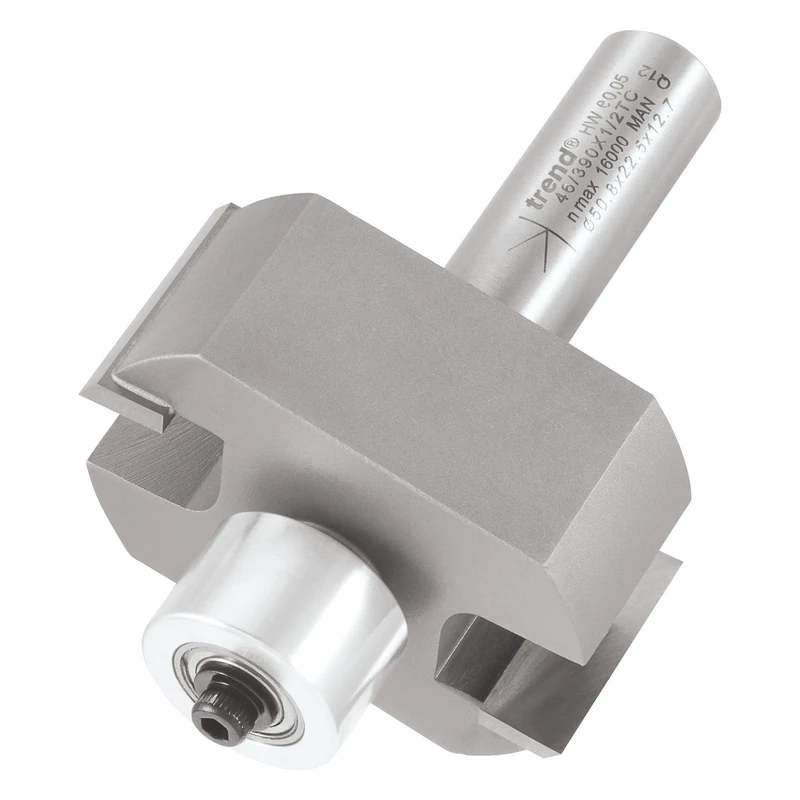 Trend Professional Large Guided Rebater Router Cutter Bit, 1/2 Inch Shank, 50.8mm Cut Diameter & 22.5mm Cut Length, Tungsten Carbide Tipped, 46/390X1/2TC