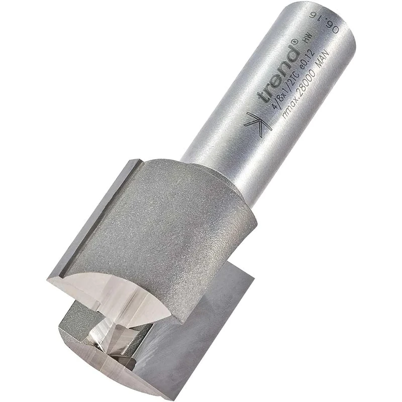 Trend Professional Two Flute Router Cutter Bit, 1/2 Inch Shank, 25.4mm Cut Diameter & 25mm Cut Length, Tungsten Carbide Tipped, 4/8X1/2TC