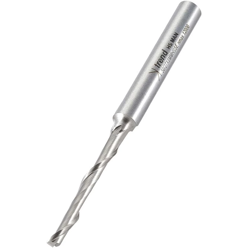 Trend Professional Helical Plunge Cutter, 8mm Shank, 5mm Cut Diameter & 40mm Cut Length, High Speed Steel, 50/27X8MMHSSE