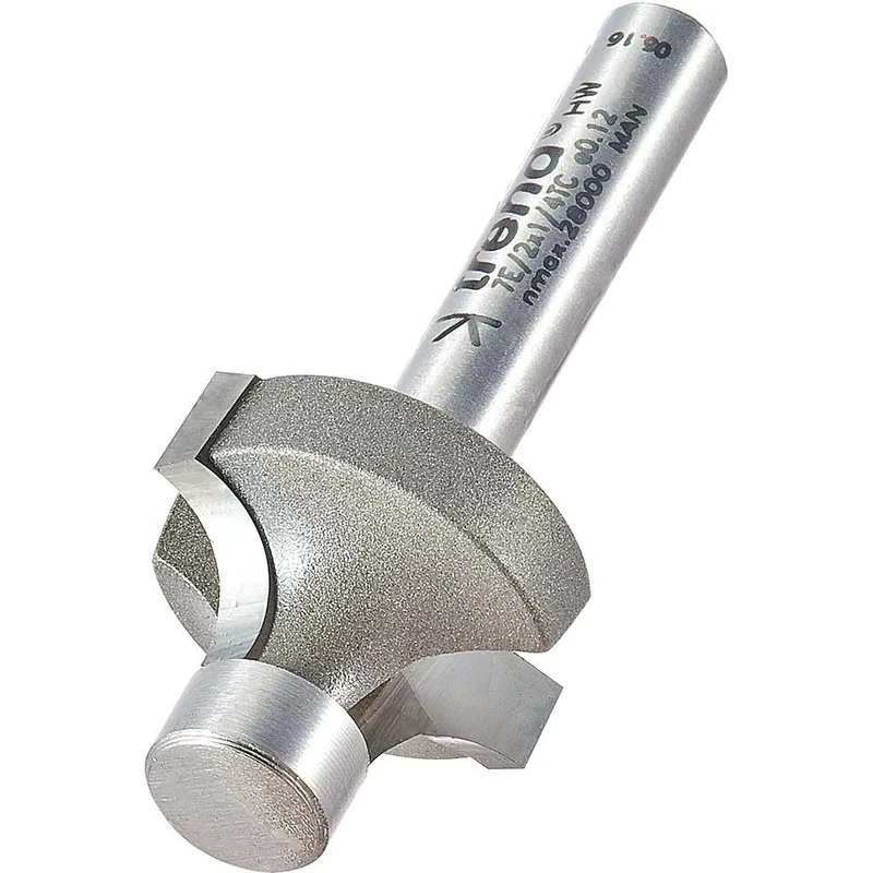 Trend Professional Pin Guided Round Over Router Cutter, 6.3mm Radius, 1/4 Inch Shank, 22mm Cut Diameter & 12.6mm Cut Length, Tungsten Carbide Tipped, 7E/2X1/4TC