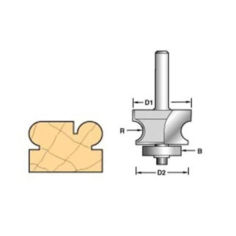 Trend Professional Bearing Guided Corner Bead Router Cutter, 1/2 Inch Shank, 28mm Cut Diameter, 16mm Bearing Diameter, 4.8mm Radius, 9/72X1/2TC