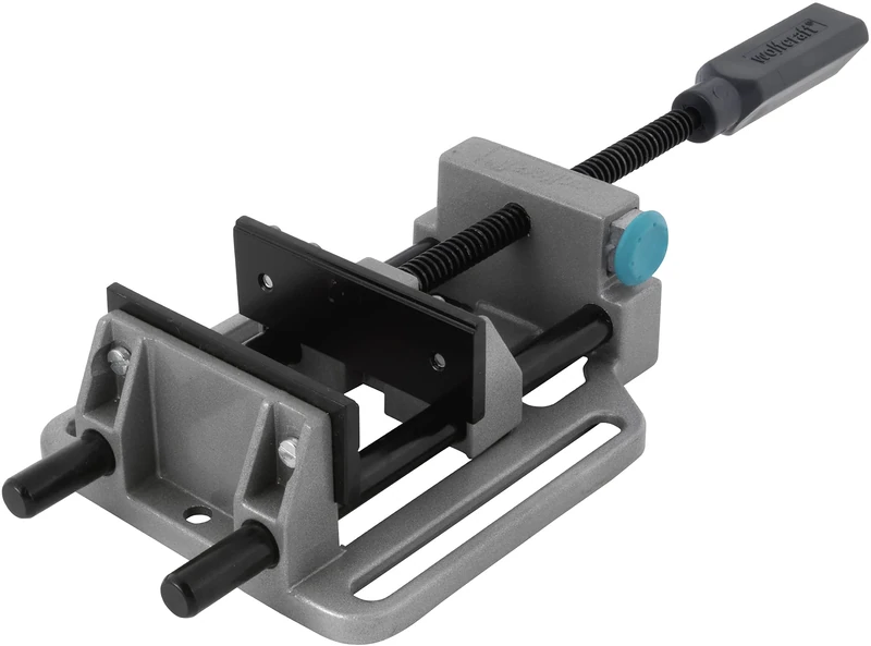 wolfcraft Quick-Action Vice, 100 mm - with Quick Adjustment - Clamping jaw Professional with V-Slots - for Drill Stands and workbenches - Clamping Force 200 kg - 3410000
