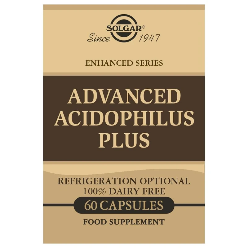 Solgar Advanced Acidophilus Plus Vegetable Capsules - Pack of 60 - Supports Digestion - Maintain Healthy Bacteria Levels - Vegan and Gluten Free