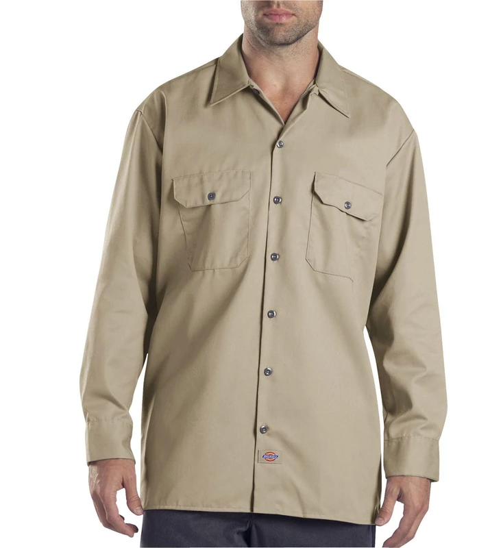Dickies - Men's Long Sleeve Shirt, Beige (Khaki), 2X Tall
